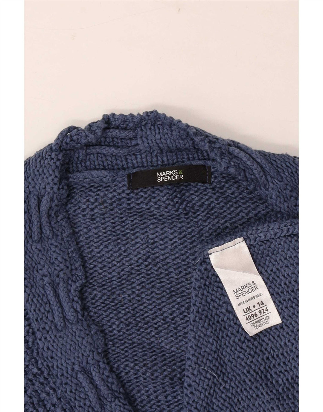 Marks & Spencer Suéter tipo cárdigan de manga 3/4 para mujer UK 44 Azul medio