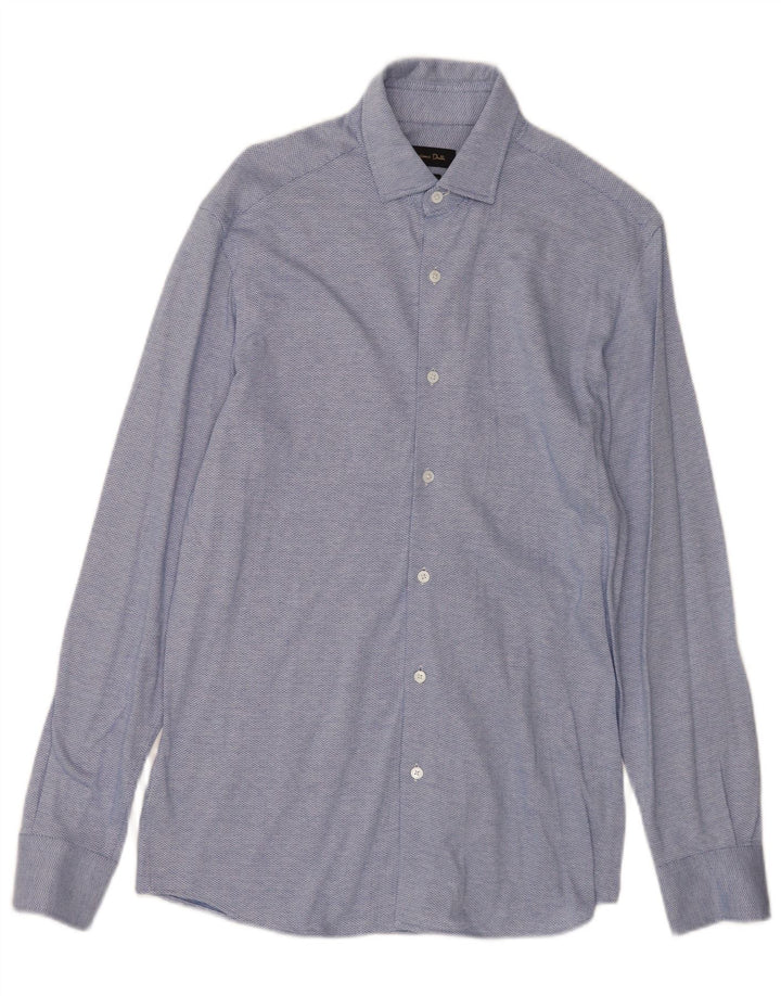 Camisa Massimo Dutti Hombre Algodón Chevron Azul Medio