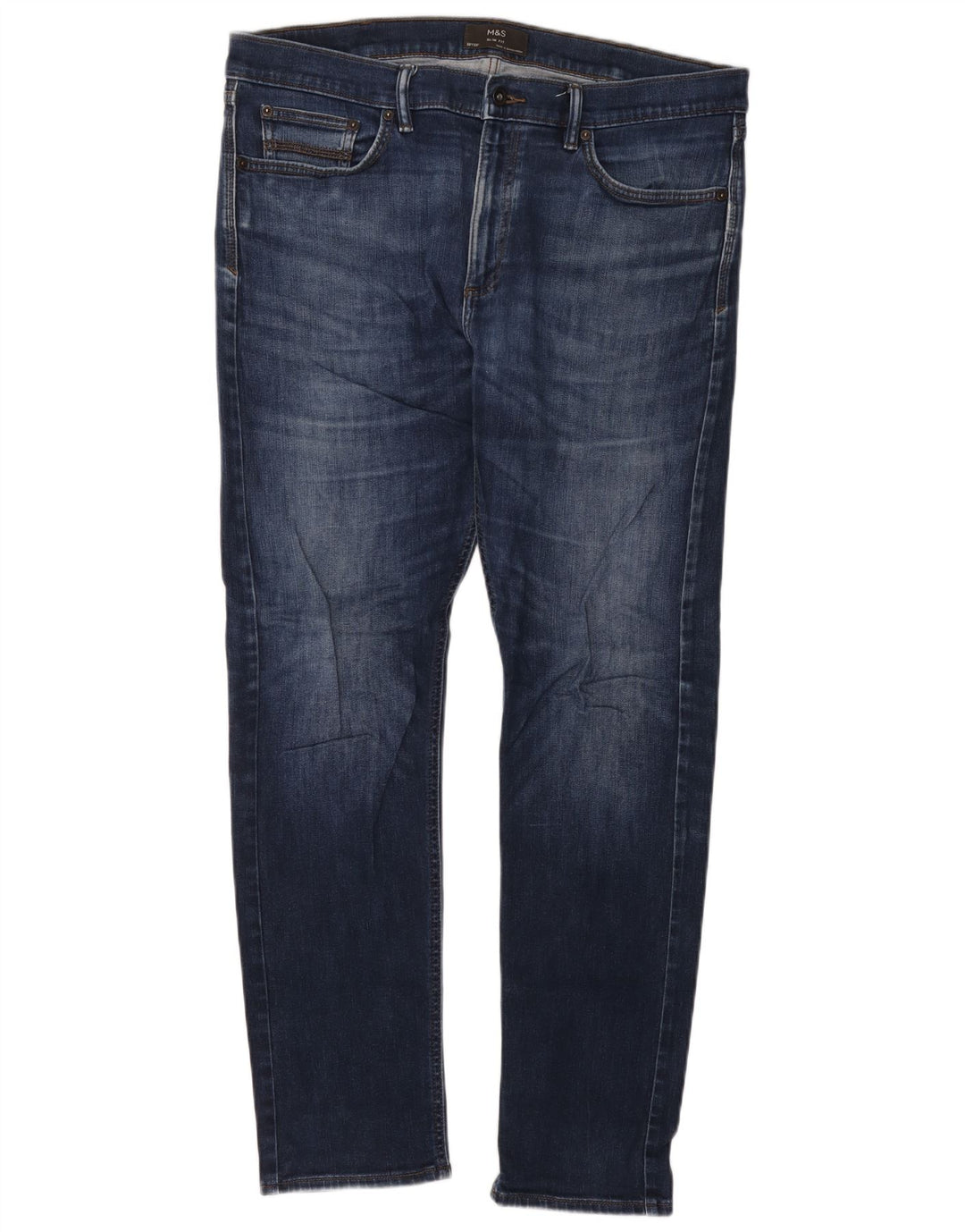 Marks & Spencer Jeans ajustados para hombre W38 L33 Algodón azul marino