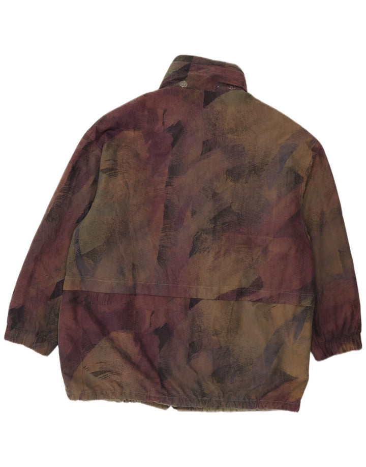Vintage mujer patrón abstracto chaqueta cortavientos Reino Unido 20 2XL multicolor