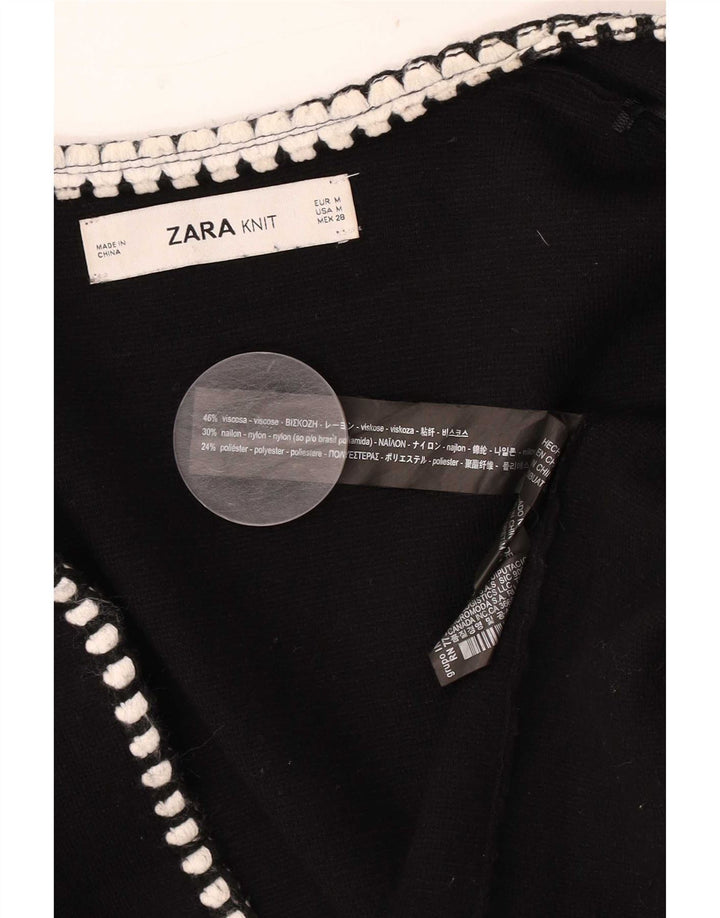 Zara Mujer Longline Open Cardigan Suéter UK 44 Medium Black Viscosa