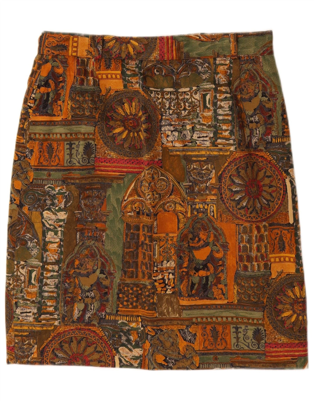 VINTAGE Falda lápiz para mujer W28 Algodón geométrico marrón medio