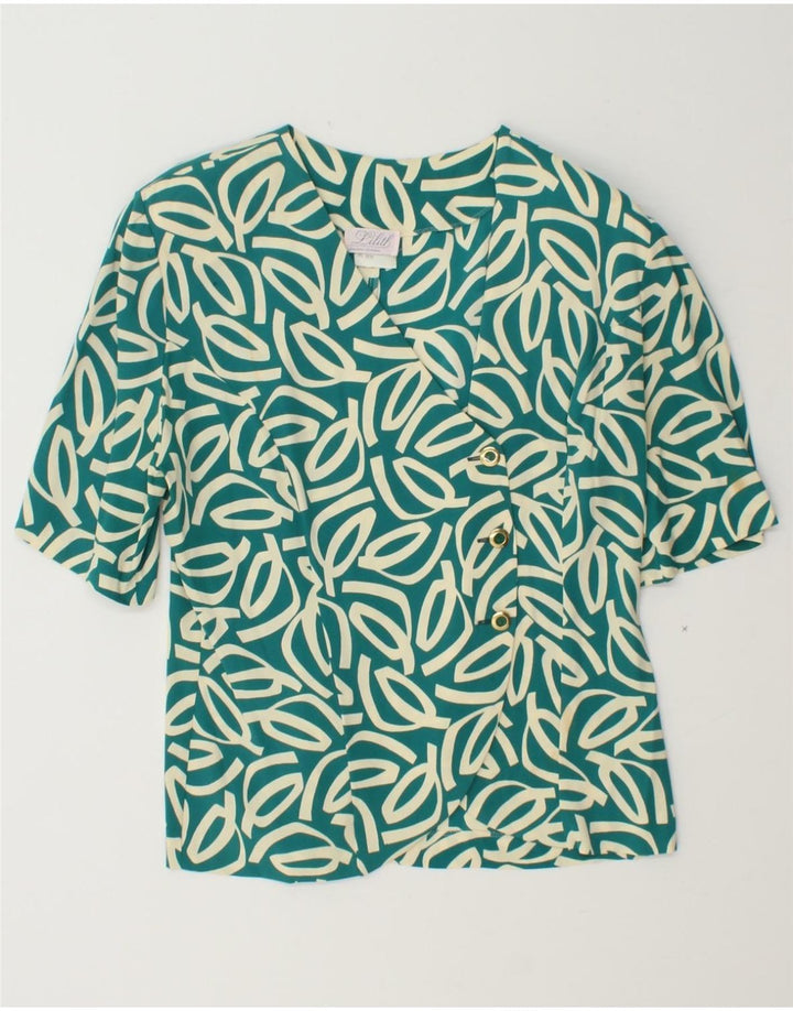 VINTAGE Womens Short Sleeve 3 Button Blazer Jacket IT 44 Medium Turquoise Vintage Vintage and Second-Hand Vintage from Messina Hembry 