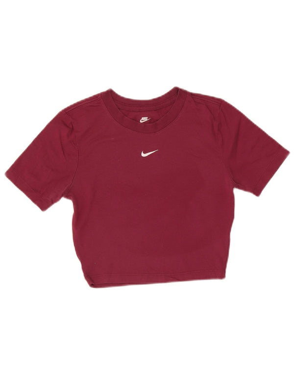Nike Camiseta corta ajustada para mujer UK 6 XS Poliéster burdeos