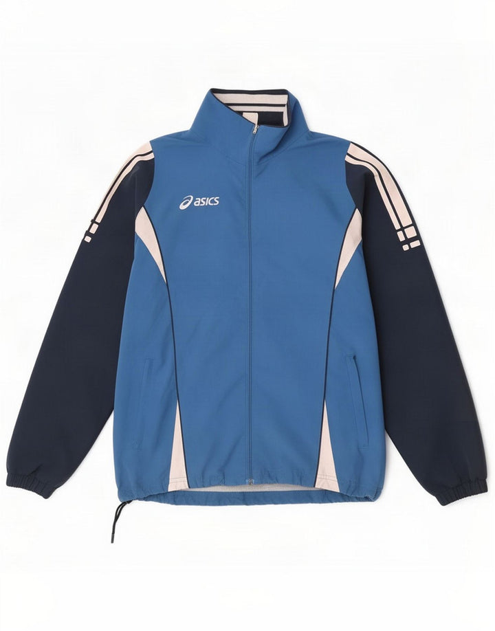 Asics Chaqueta superior de chándal para hombre grande Azul marino Colorblock Poliéster