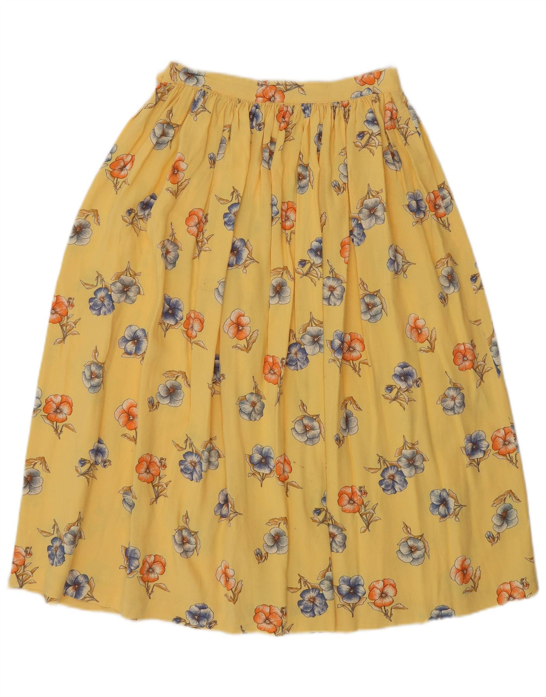Falda acampanada midi vintage para mujer W24 XS amarillo floral