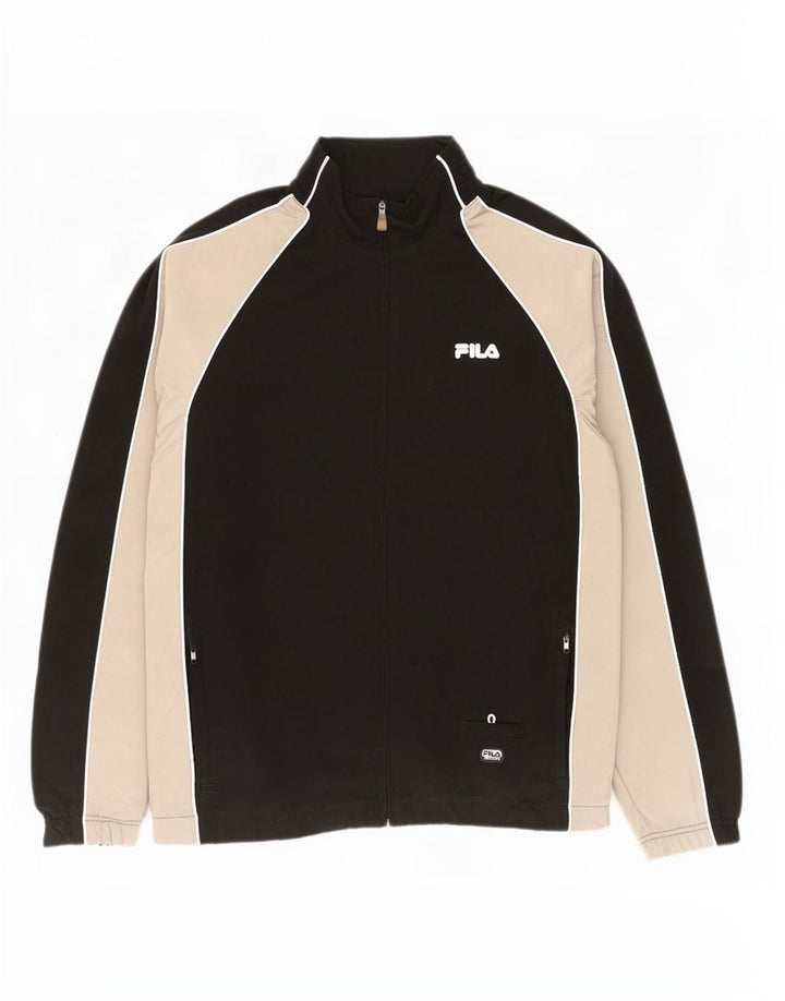 Fila Mens Chándal Top Chaqueta 2XL Negro Colorblock Poliéster