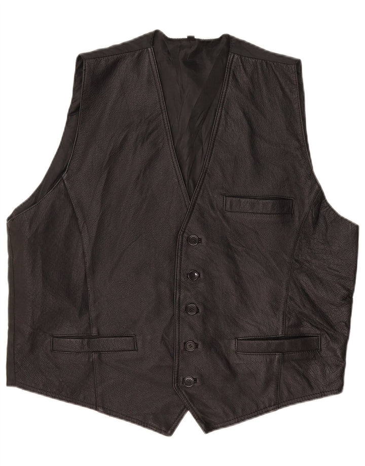 Chaleco vintage para hombre XL cuero negro