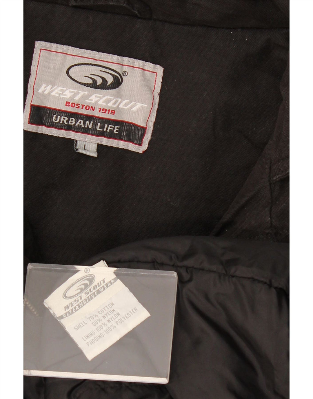 WEST SCOUT Chaqueta cortavientos para hombre UK 40 Grande Algodón negro