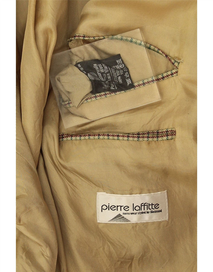 Pierre Laffitte Chaqueta tipo blazer larga para hombre UK 38 Pata de gallo verde medio