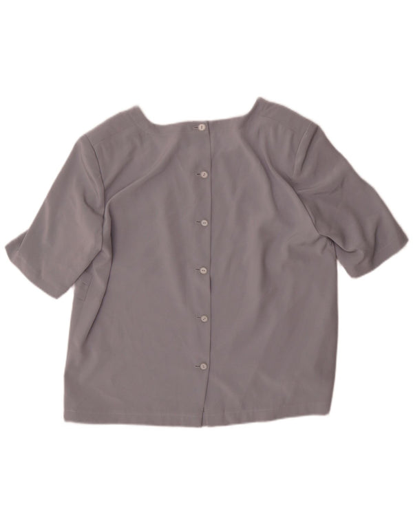 Vintage Womens Short Sleeve Shirt Blouse UK 16 Large Grey