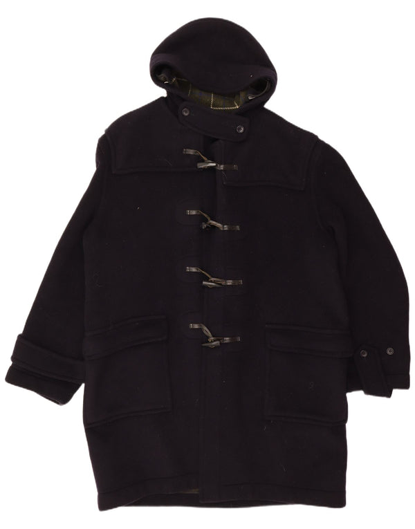 Vintage hombres con capucha Duffle abrigo Reino Unido 40 grande azul marino