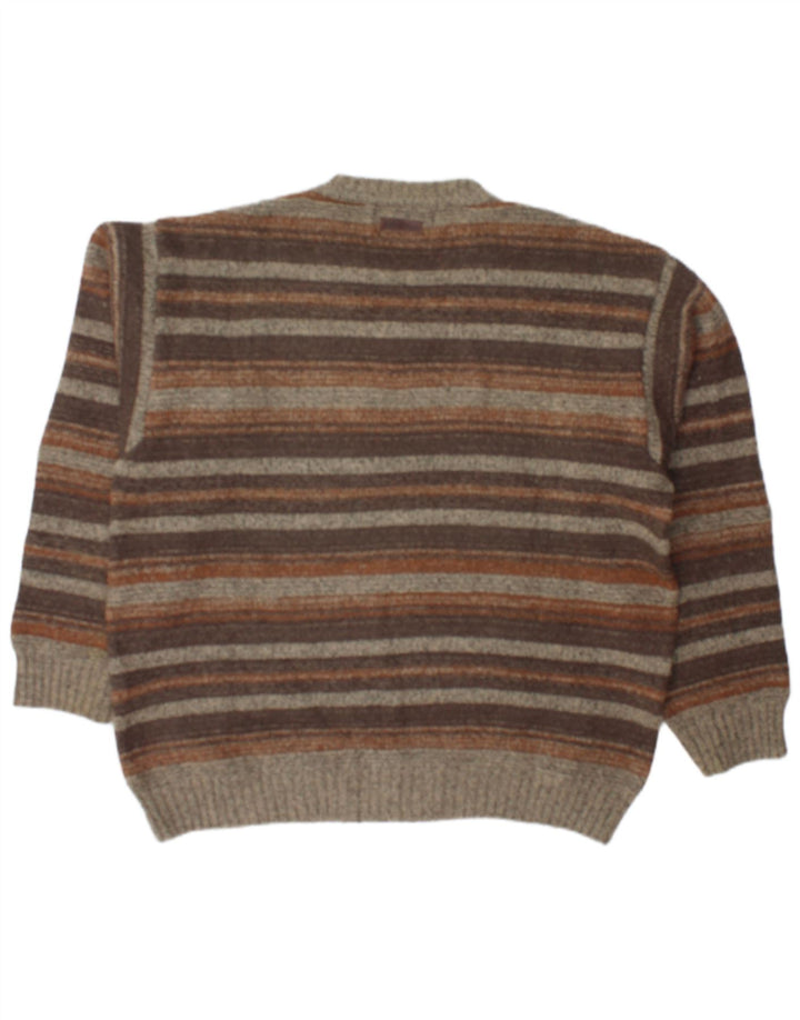 MARLBORO CLASSICS Jersey con cuello en V para hombre XL Lana a rayas marrón