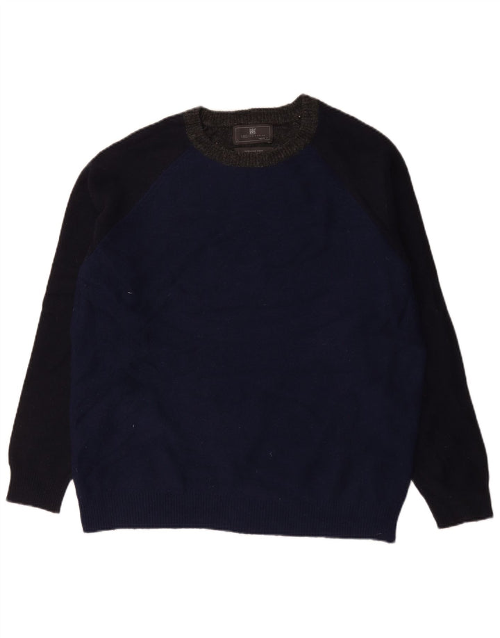 Marks & Spencer Jersey con cuello redondo para hombre, talla grande, color azul marino