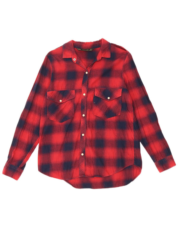 Zara Camisa De Franela Militar Para Mujer UK 40 Medium Red Check