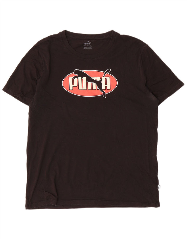 Puma Camiseta gráfica para hombre Top Medium Black Cotton