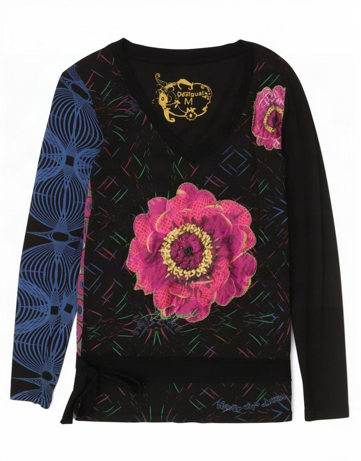 Desigual - Blusa con estampado abstracto para mujer, talla 40, talla M, multicolor
