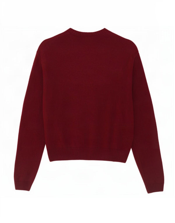 Zara Mujer Cárdigan Suéter UK 40 XL Lana Burdeos