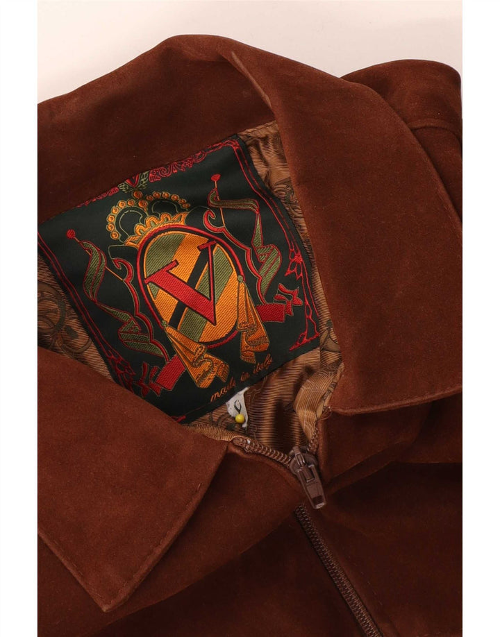 Vintage hombres ante bomber chaqueta Reino Unido 40 marrón grande