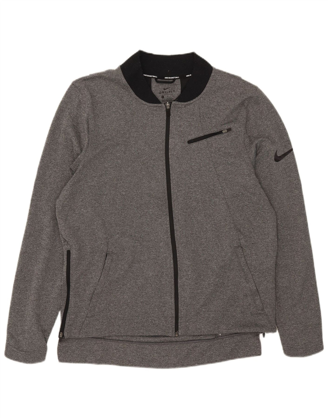 Nike Mens Dri Fit Chándal Top Chaqueta Grande Gris Poliéster