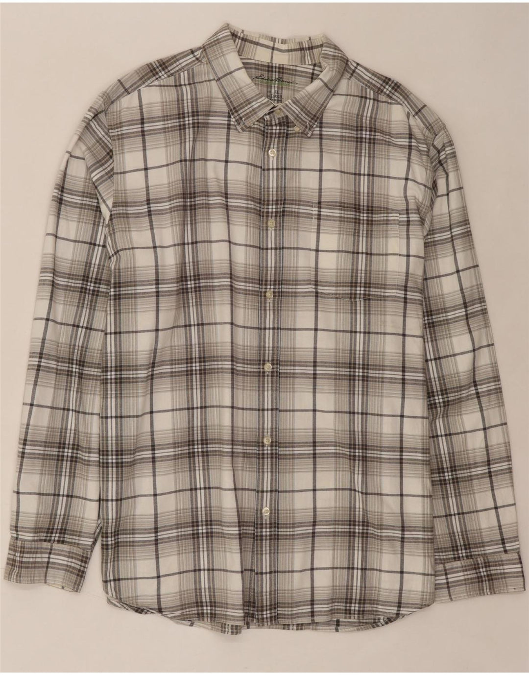 EDDIE BAUER Mens Classic Shirt XL Grey Check Cotton Vintage Eddie Bauer and Second-Hand Eddie Bauer from Messina Hembry 