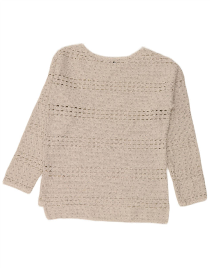 Massimo Dutti Jersey de crochet con cuello barco para mujer UK 44 Medium White