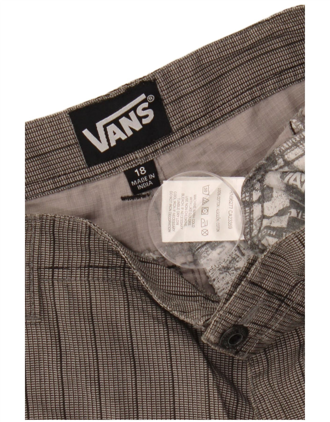 VANS Pantalones cortos chinos para niños 14-15 años XL W30 Algodón gris a rayas