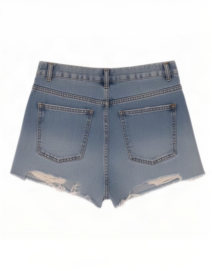 Topshop Mujer Shorts De Mezclilla Desgastados W30 Algodón Azul Medio
