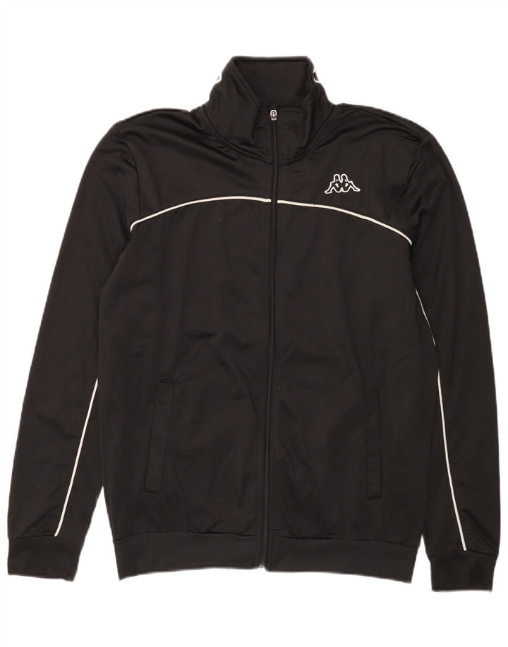 KAPPA Mens Graphic Chándal Top Chaqueta Grande Poliéster Negro