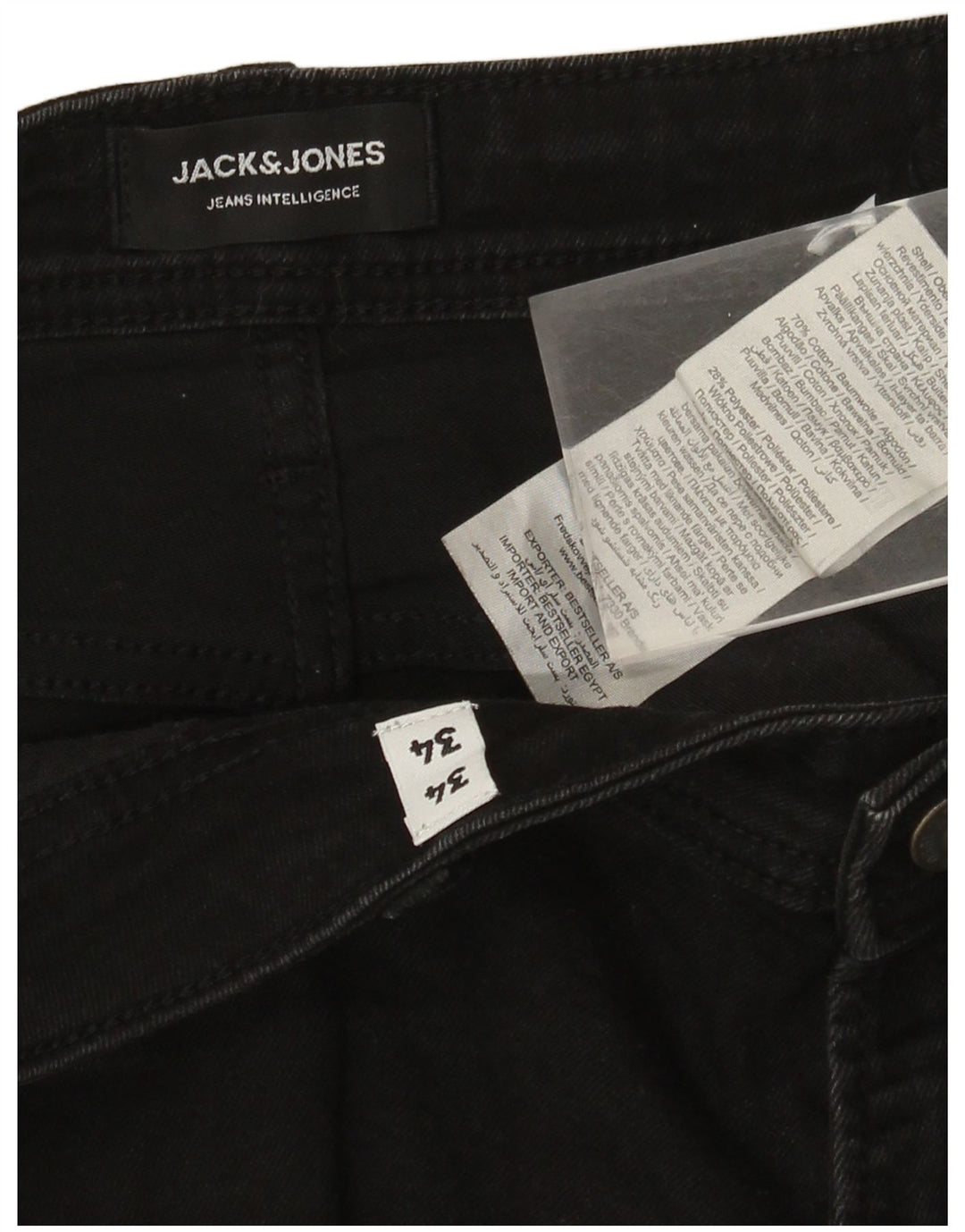 Jack & Jones Vaqueros rectos para hombre W34 L34 Algodón negro