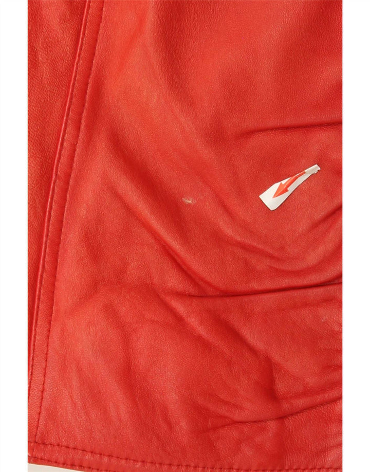 VINTAGE Mujer Crop Leather Racer Chaqueta IT 42 Cuero Rojo Medio