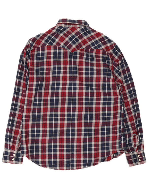 Levi's Camisa de franela para hombre con cuadros grandes en color burdeos