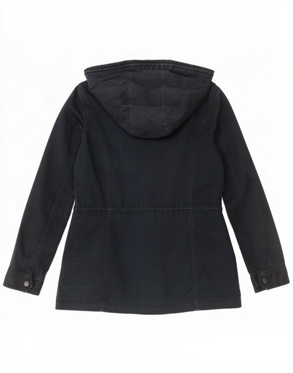Hollister Parka con capucha para mujer, talla 40, talla grande, algodón azul marino
