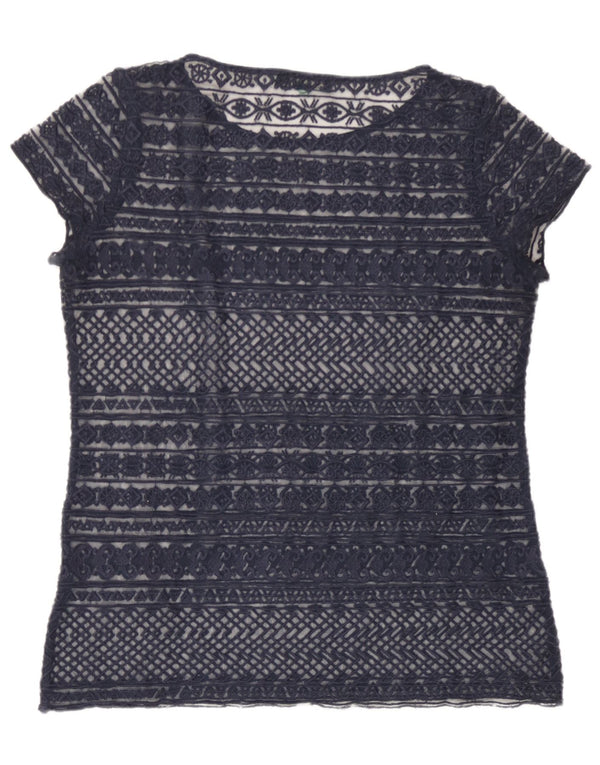 Ralph Lauren Blusa transparente para mujer Reino Unido 16 Grande Azul marino Floral