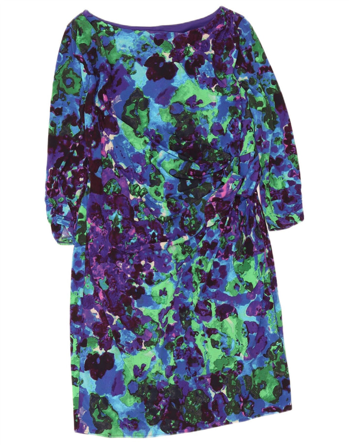 Coast Vestido recto de manga 3/4 con estampado abstracto para mujer UK 40 XL Azul