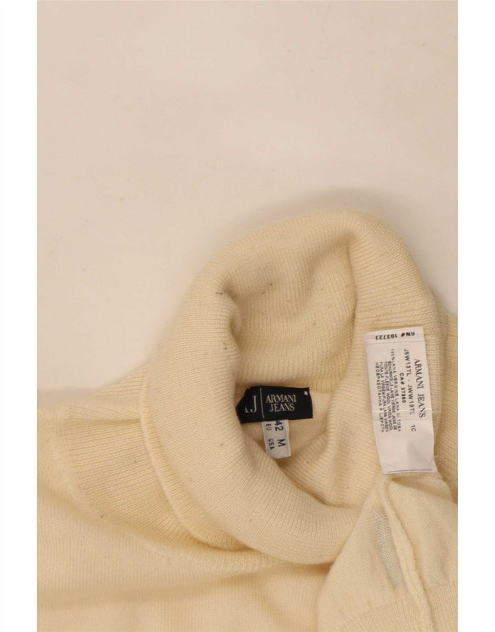 Armani Jeans Mujer Roll Neck Jumper Suéter UK 12 Medio Beige Lana