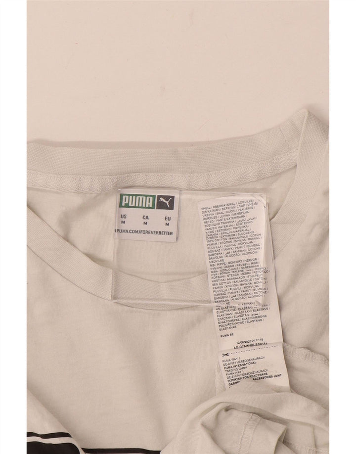 Puma Camiseta gráfica para hombre Top Medium White Cotton