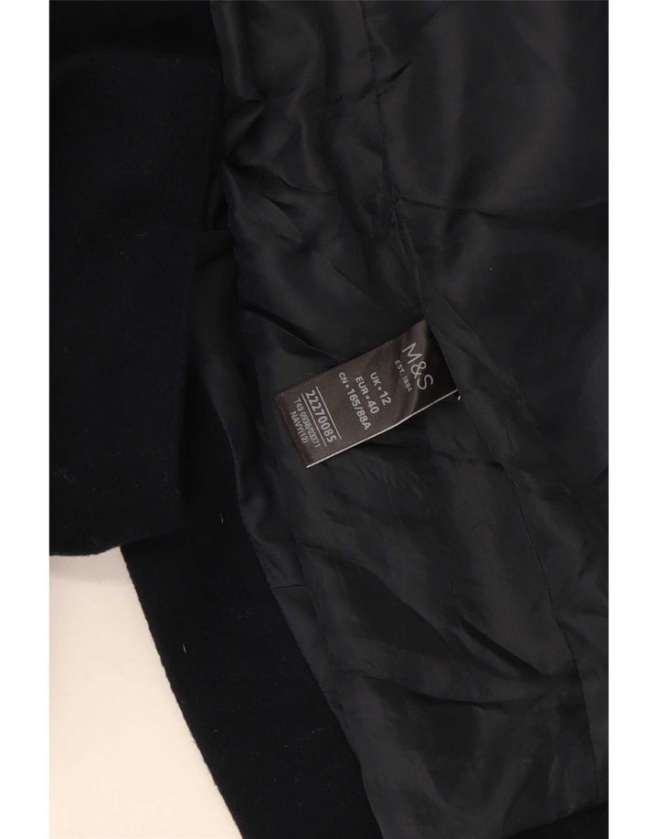Zara Mujer Abrigo UK 40 Medio Lana Azul Marino