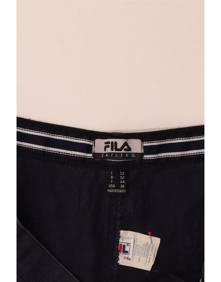 FILA Pantalones cortos cargo para hombre IT 52 XL W36 Algodón azul marino