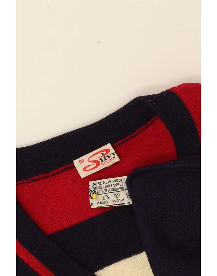 Silvy Hombre Jersey Con Cuello En V IT 50 Medium Azul Marino Colorblock