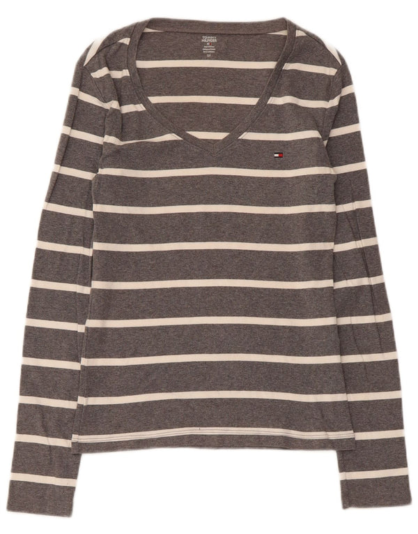 Tommy Hilfiger Top para mujer de manga larga UK 8 Small Gris Rayas Algodón