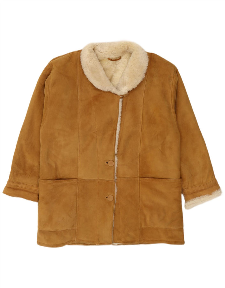 Vintage mujer shearling abrigo EU 42 grande beige