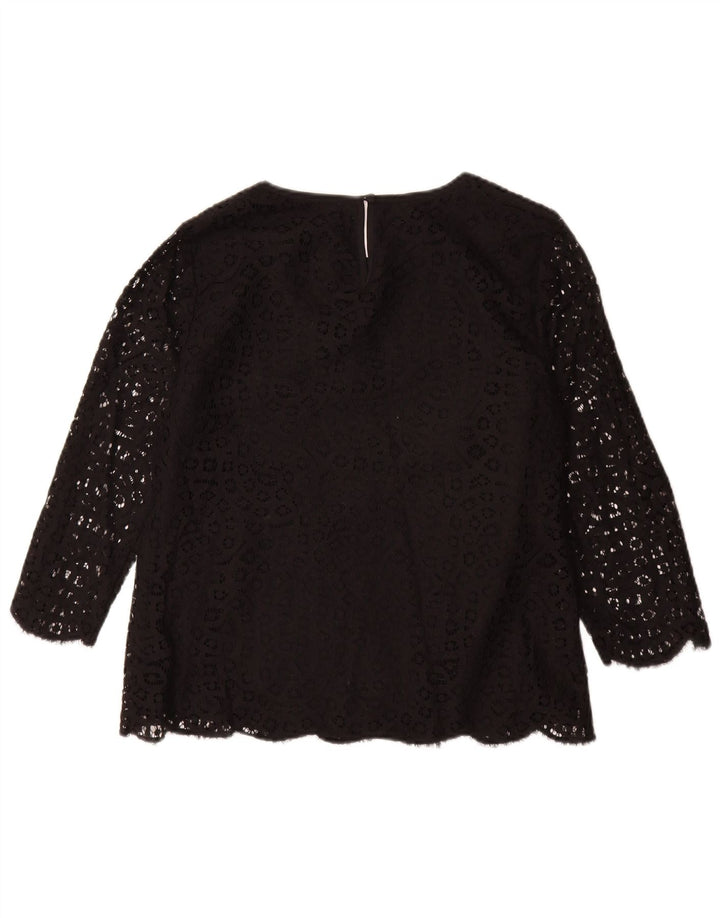 J. CREW Blusa de manga 3/4 para mujer US 8 Mediana Negro Floral Algodón