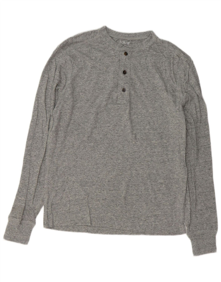 J. CREW Camiseta para hombre de manga larga de algodón moteado gris pequeño