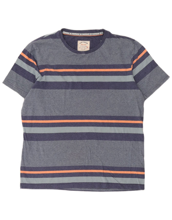 Camiseta de hombre Fat Face Top grande de algodón a rayas azules