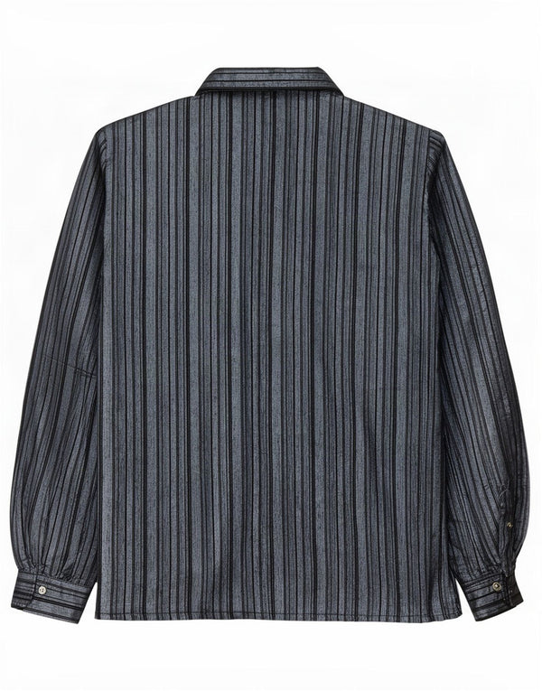 Blusa camisera vintage para mujer IT 40 Seda azul pequeña a rayas