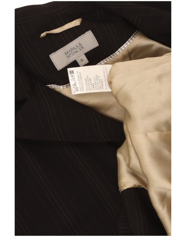 Marks & Spencer Chaqueta Blazer de 2 Botones para Mujer UK 46 Grande Rayas Negras
