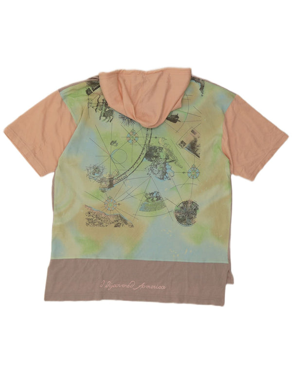 Gabriella Frattini Camiseta gráfica con capucha para hombre Top XL Gris Colorblock