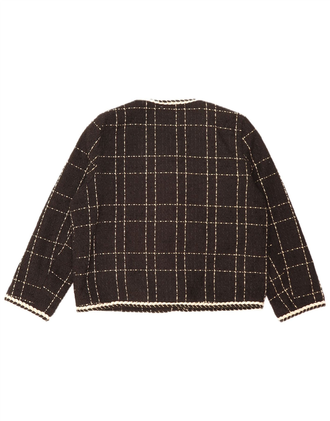 Vintage mujer 4 botones Blazer chaqueta Reino Unido 14 grande negro cheque