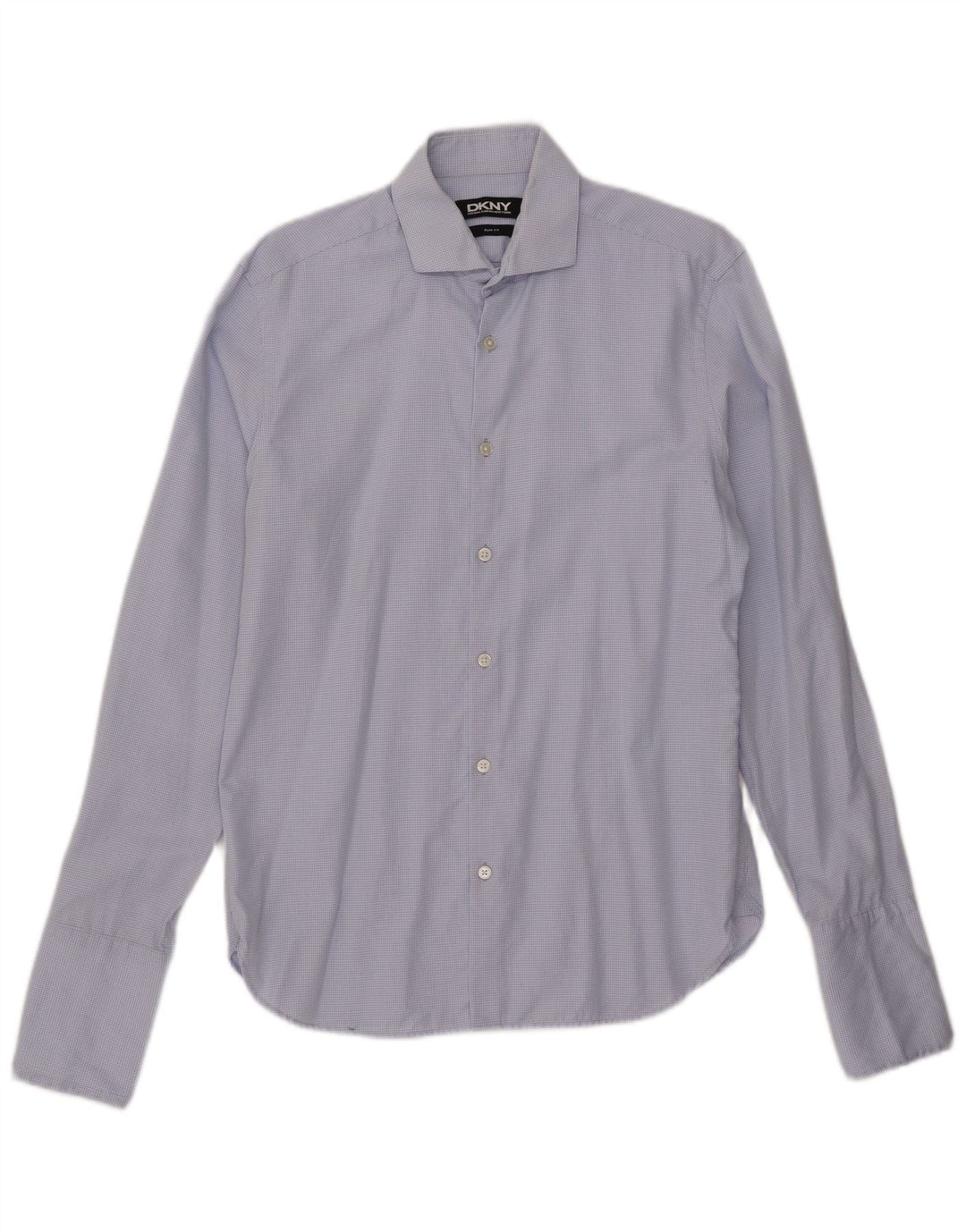 Dkny Camisa formal ajustada para hombre talla 15 1/2 cuadros azules medianos